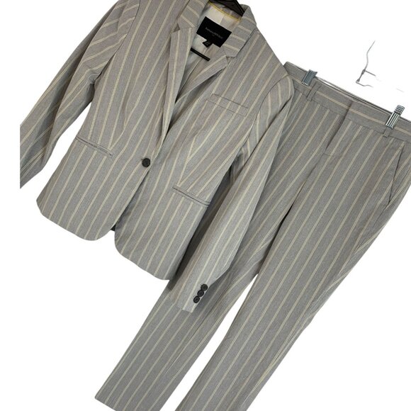 Banana Republic Womens Stripe Two-Piece Suit Set 00P Blazer & Pants - Picture 2 of 13